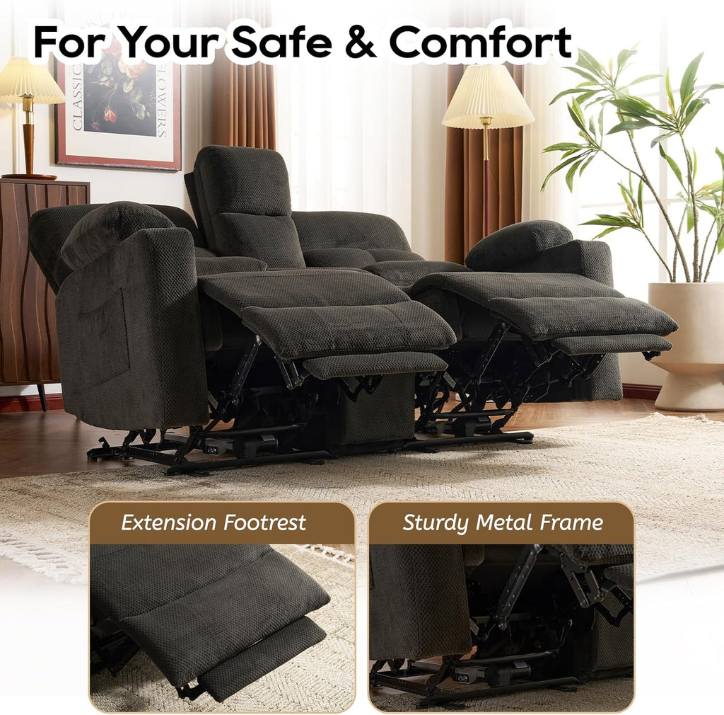 Home Theater Seating Loveseat Recliner Sofa, Power Reclining Couch with Massage & Heat, USB Charging Port