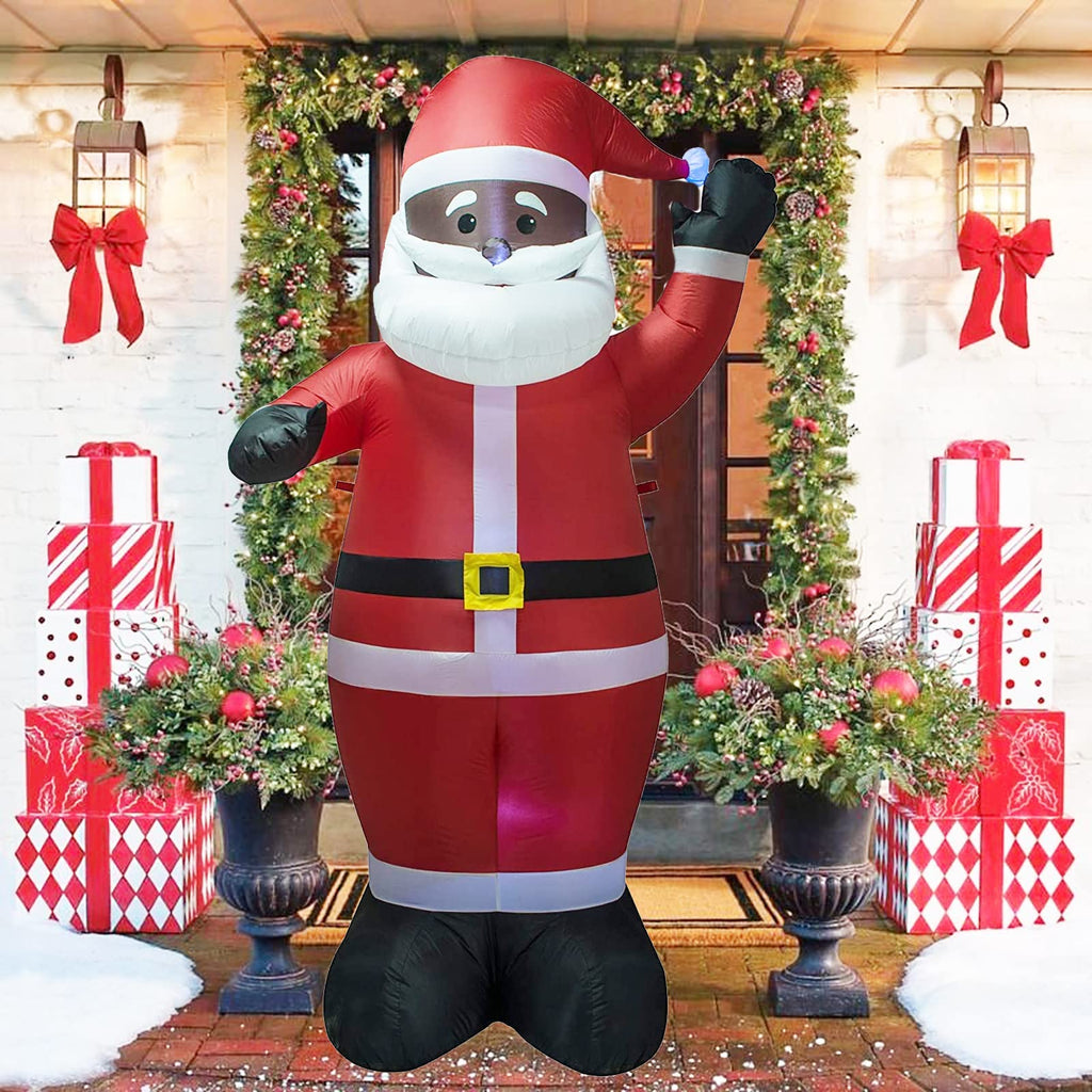 7.5 ft Black Santa Claus Inflatable Christmas Indoor and Outdoor Decoration with LED Lights Blow up Lighted Yard Lawn