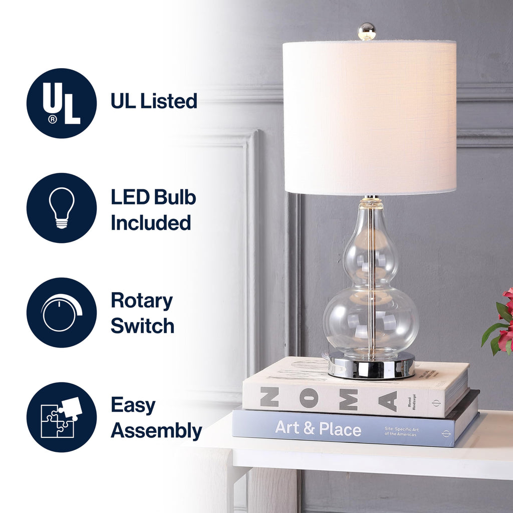 Anya Gourd Glass Table Lamp 20.5", Clear