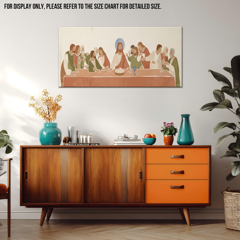 The Last Supper Vibrant Abstract Canvas Wall Art, joyful and expressive Jesus and Apostles Scene, Gallery Wrapped