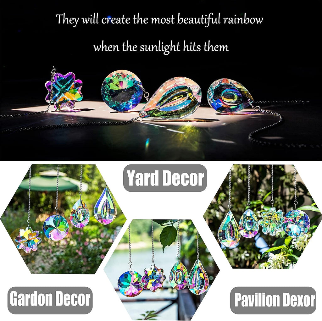 4pcs Prisms Crystal Suncatchers for Window Hanging Sun Catchers Indoor - Colorful,Rainbow Maker