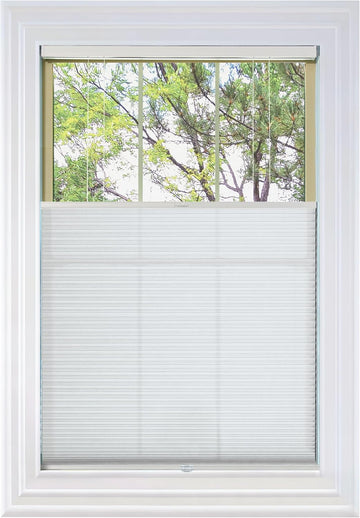 Cordless Top Down Bottom Up Cellular Honeycomb Shade, 9/16" Single Cell, Light Filtering, Cotton White, Size:
