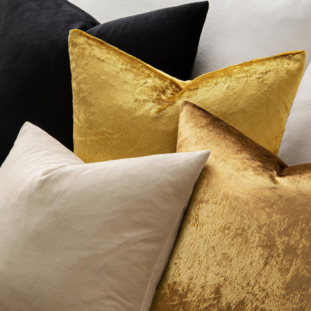Velvet Throw Pillow Covers 18x18 Inch, Pack of 2 - Golden, Super Soft Decorative Square Cushion Cases Modern Luxury