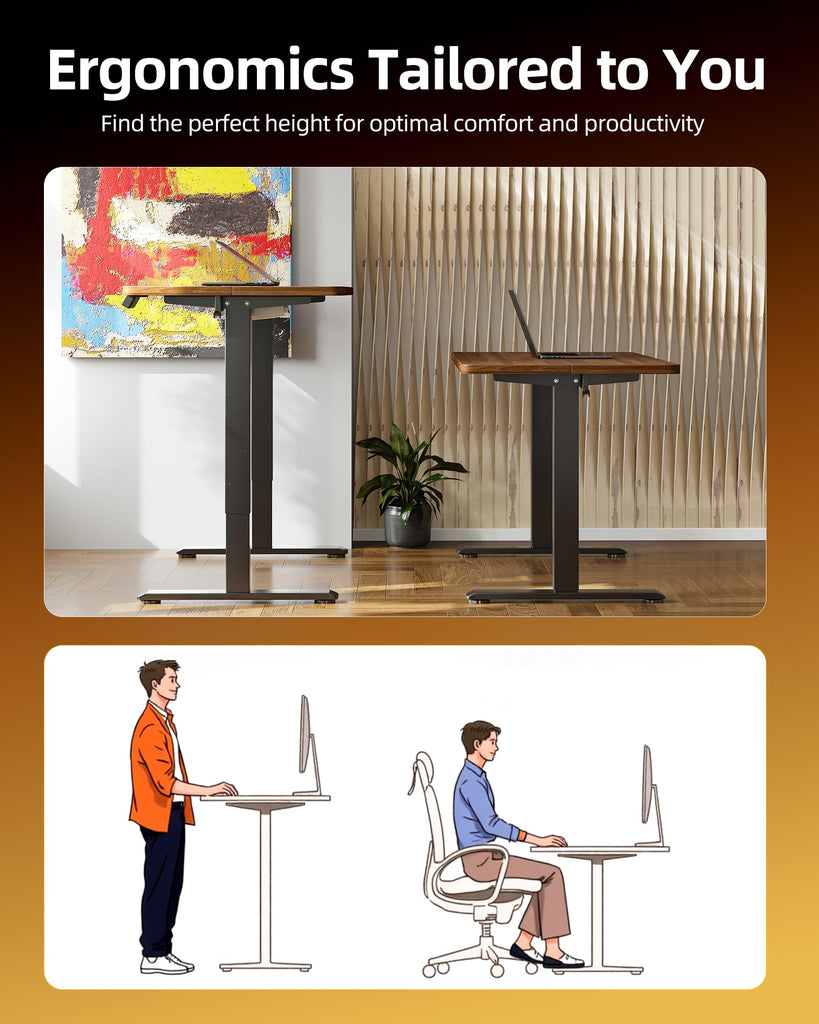 Electric Standing Desk, Adjustable Height Stand up Desk, 55 * 24 Inches Sit Stand Home Office Table with Splice