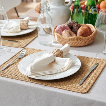 Rectangular Woven Placemats, Rattan Wicker Table Mats, 17" x 12", Natural Seagrass Place Mats for Dining Table - Set of 6
