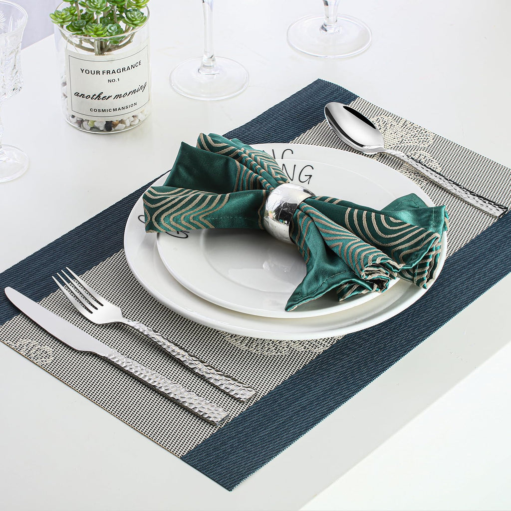 Silverware Set, Hammered Stainless Steel Flatware Set for 4, Kitchen Utensil Cutlery Set Include Forks