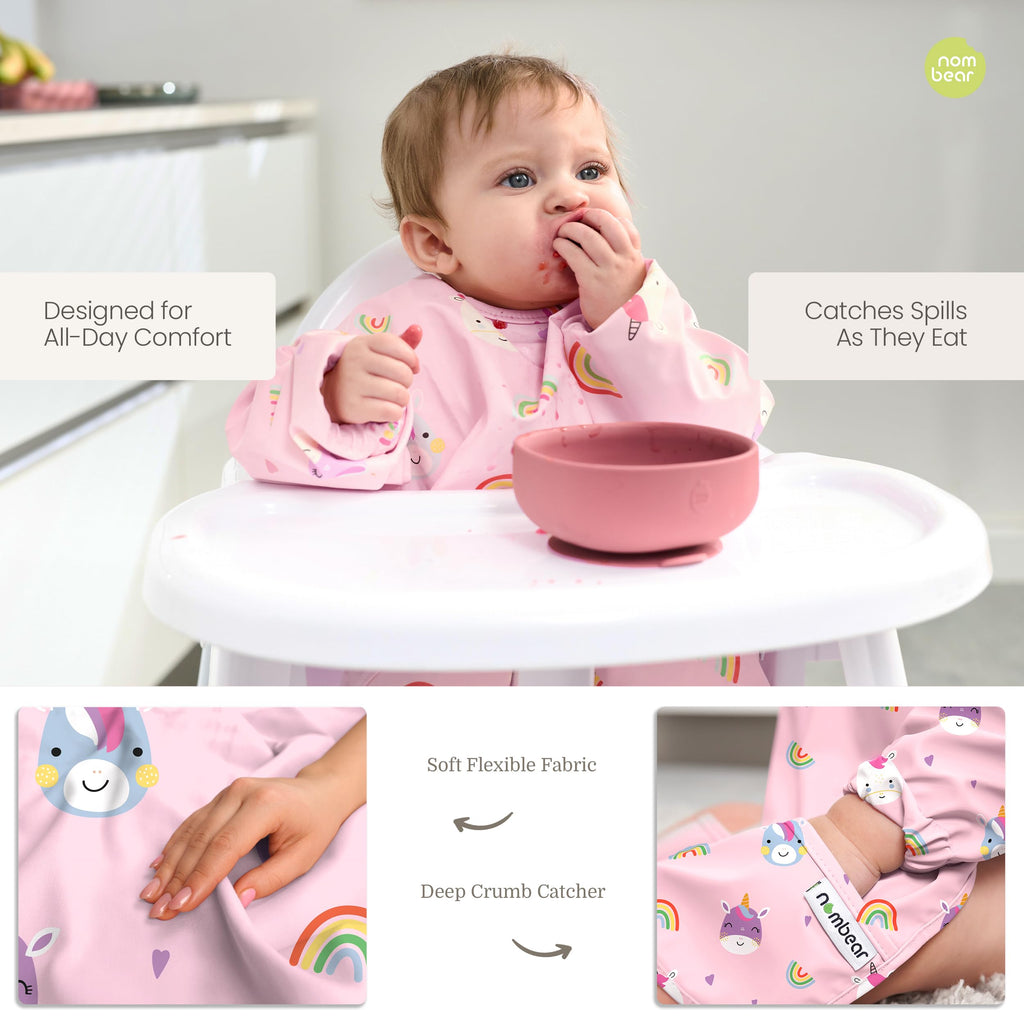 Waterproof Smock Baby Bibs for Eating (6-24 Months), 1 Pack