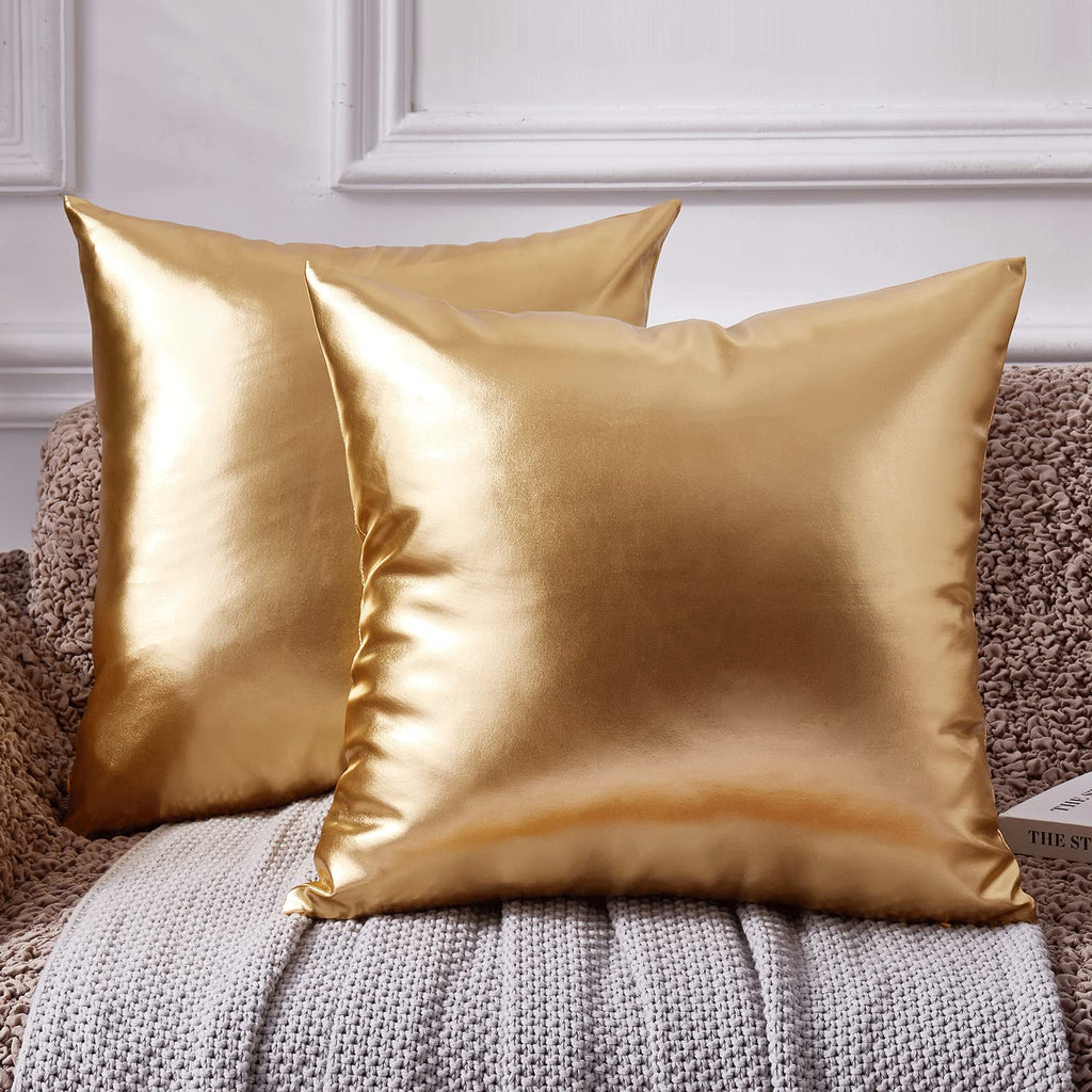 Decorative Pillow, Gold Pillow Covers 18x18, Decorative Throw Pillow Covers Modern Metallic Shiny Cushion Cover, Throw
