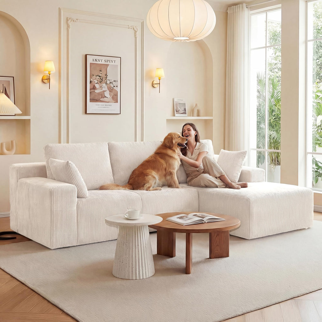 Cloud Sectional Boneless Couches, Modular L Shaped Couch with Deep Seat Oversized Right Facing Chaise, Memory Foam