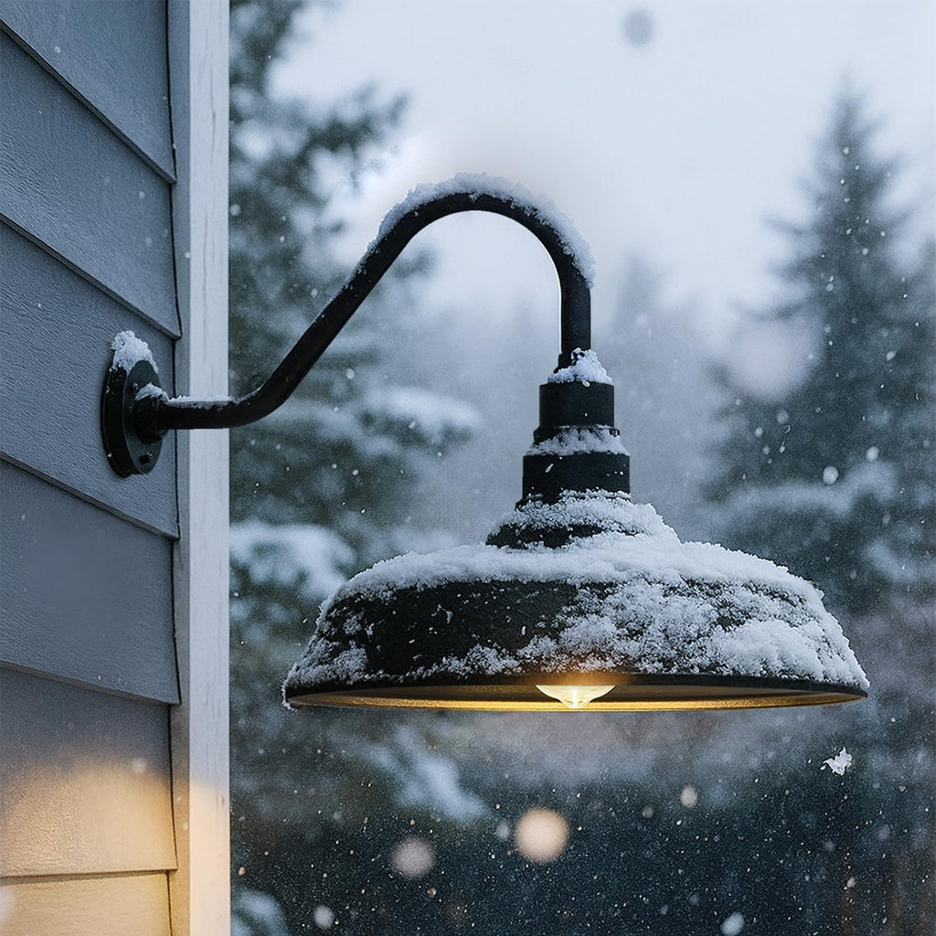 18" Large Gooseneck Barn Light Outdoor, Dusk to Dawn Fixture
