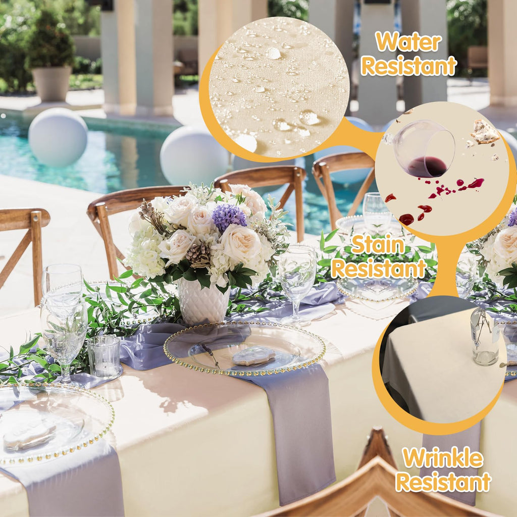 6 Pack Beige Tablecloths 60x102 Inch for 6ft Rectangle Tables