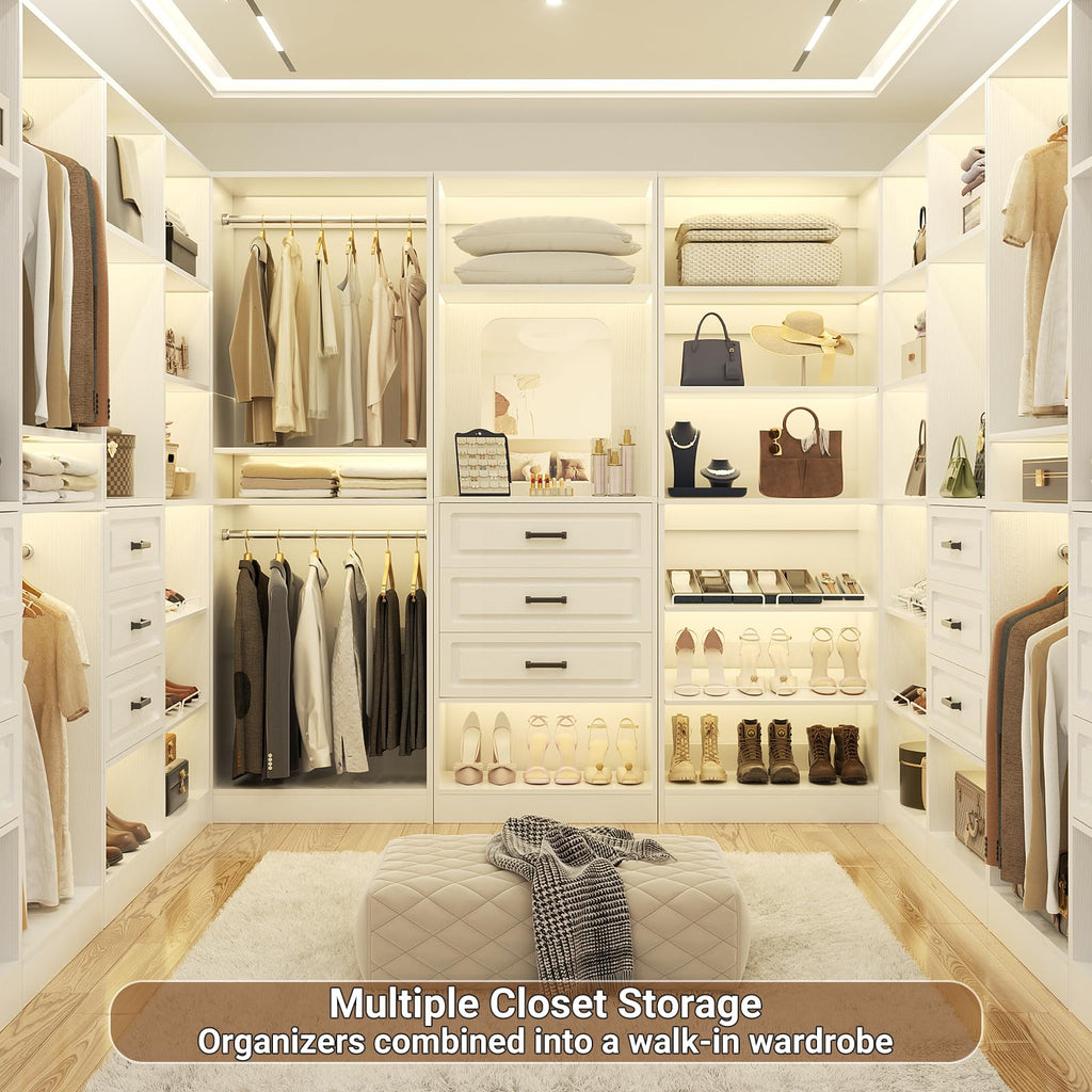 25" Closet System with 3 Drawers and Mirror, Wardrobe, White