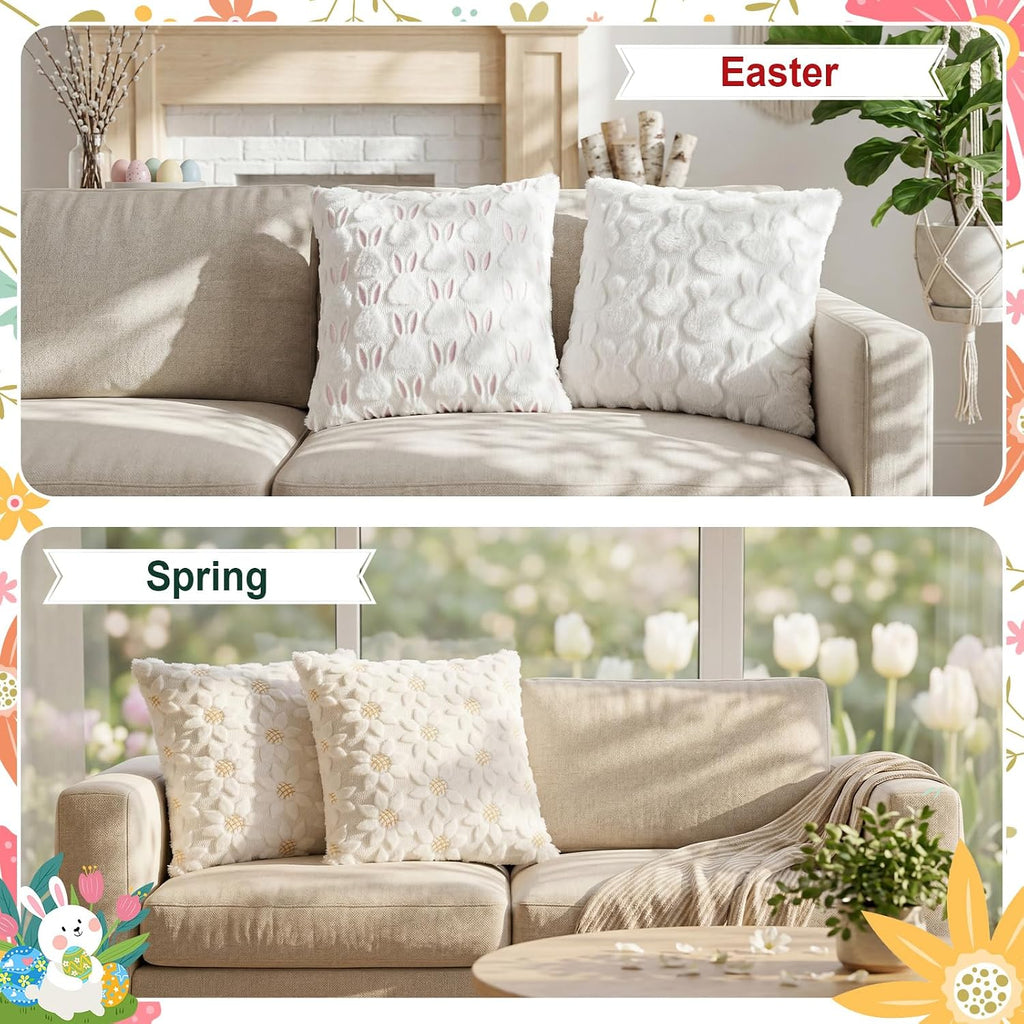 Seasonal Pillow Covers 18 x 18 Inch Holiday Pillow Covers Summer Fall Winter Spring Heart Shamrock Rabbit - Set of 18