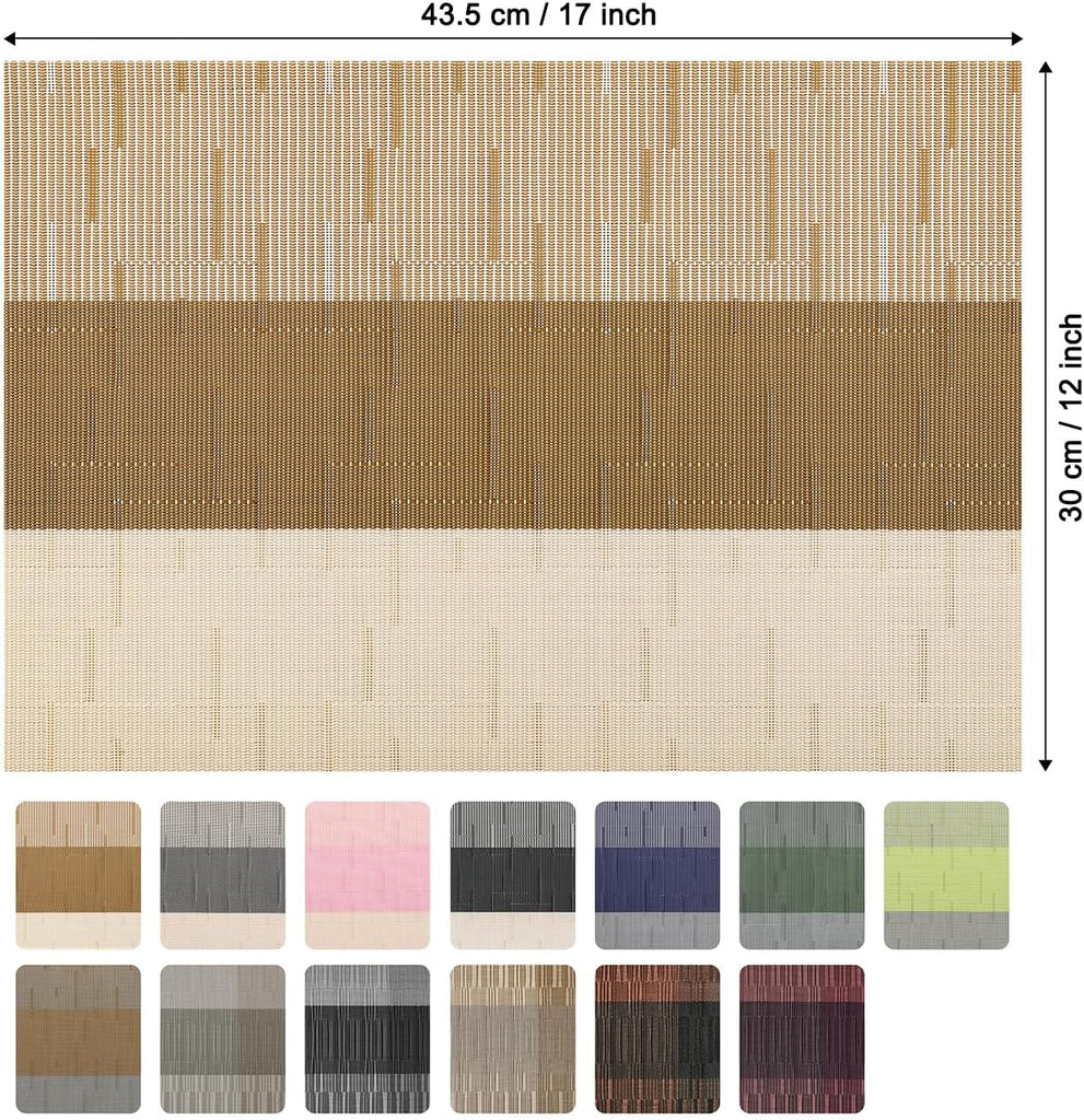 Placemats, Vinyl Woven Heat-Resistant Place Mats - Set of 6