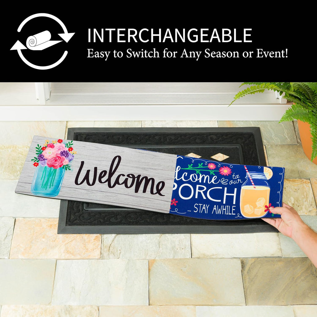 Sassafras Doormat Insert Bundle & Tray Set of 5, Spring Summer Fall Winter Interchangeable Entrance Door mats Indoor