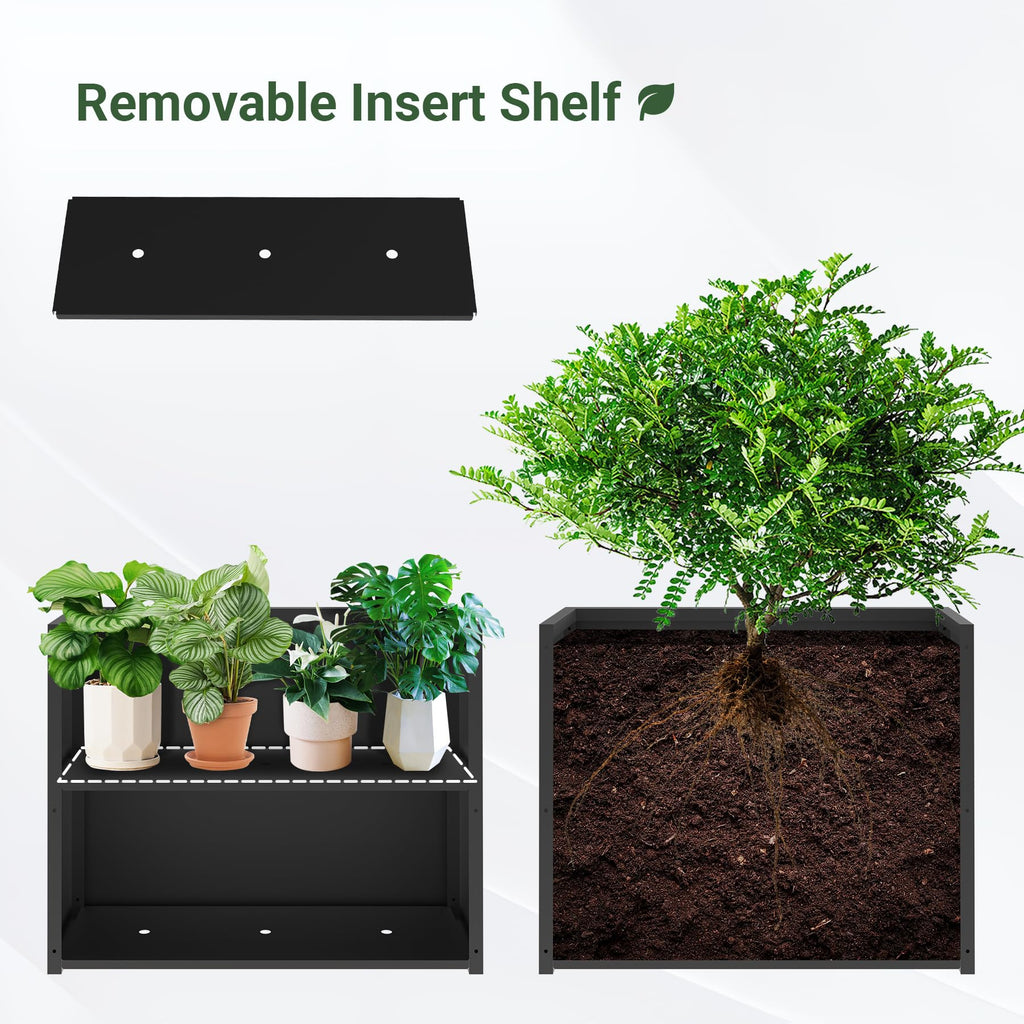 Metal Planter Box 30" x 12" x 16", Tall Rectangle Privacy Planter