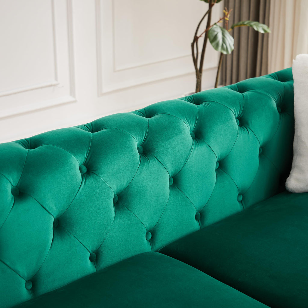 2-Piece Luxury Chesterfield Sofa Set with 1 3-Seater Sofa & 1 Loveseat Sofa, Mid-Century 5-Seater Tufted Button Couch