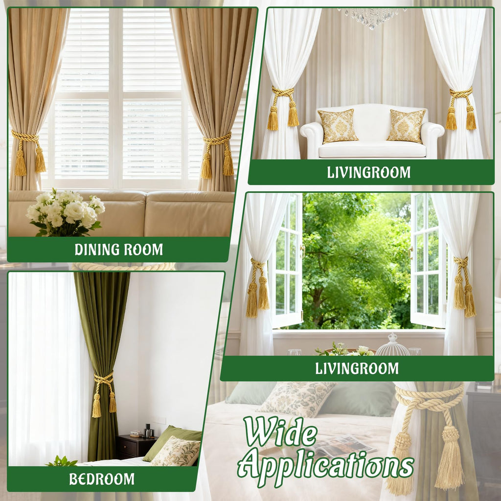 Curtain Tiebacks Handmade Decorative Curtain Holdbacks Rope with Tassel Curtain Pendant Rope Adjustable Ties Door