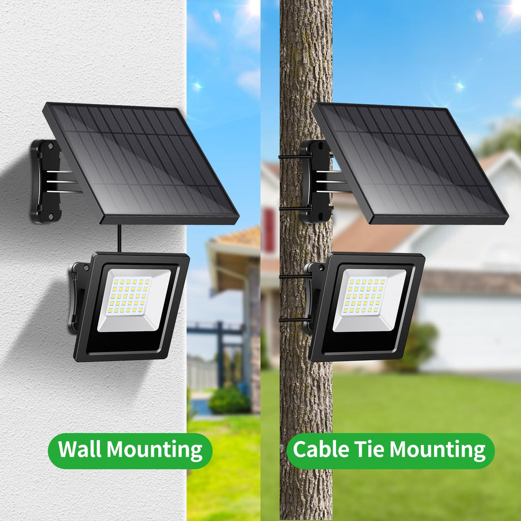 Solar Flood Lights Outdoor 2 Pack, 6500K Cool White