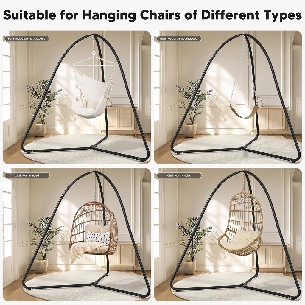Tripod Hanging Chair Stand - 400lbs Capacity, Heavy Duty Steel, Rust Resistant, Stable Hammock Frame for Air Porch