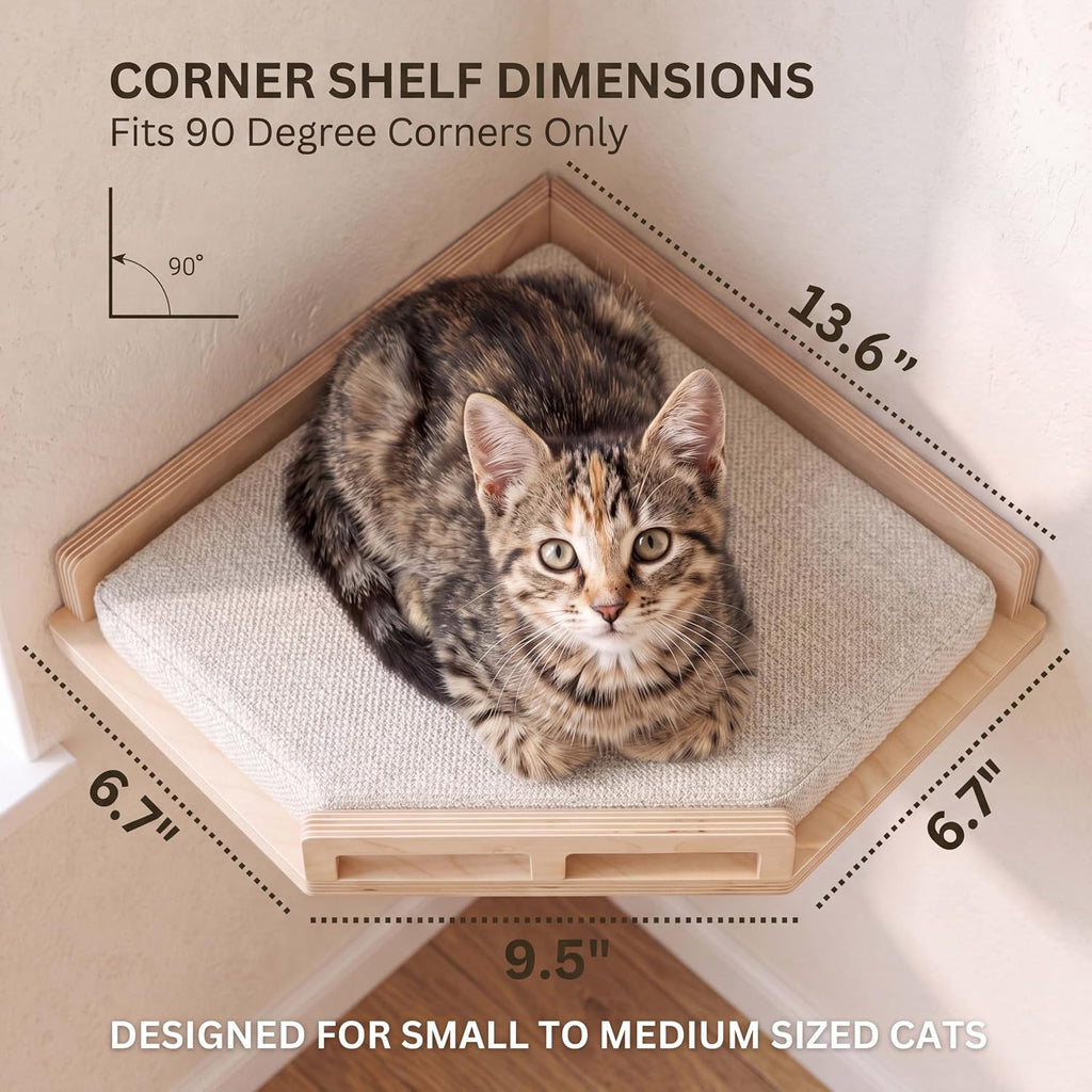 Wall Mounted Cat Shelves Bed Set Wooden Climbing Perch for Indoor Cats