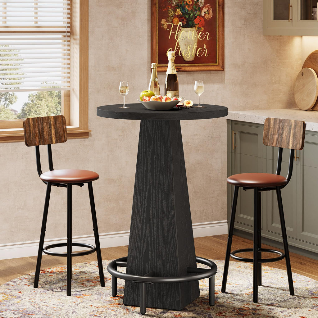 Bistro Pub Table, 37.4" High Round Bar Table for Small Bars