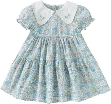 Toddler Baby Girl Smocked Dress Short Puff Sleeve Playwear Dress