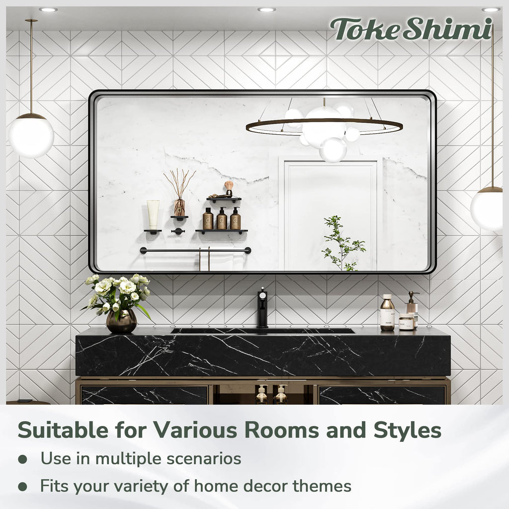 20 x 30 Inch Silver Bathroom Wall Mirror Vanity Metal Frame Round Corner Rectangular Decor Living Room Entryway