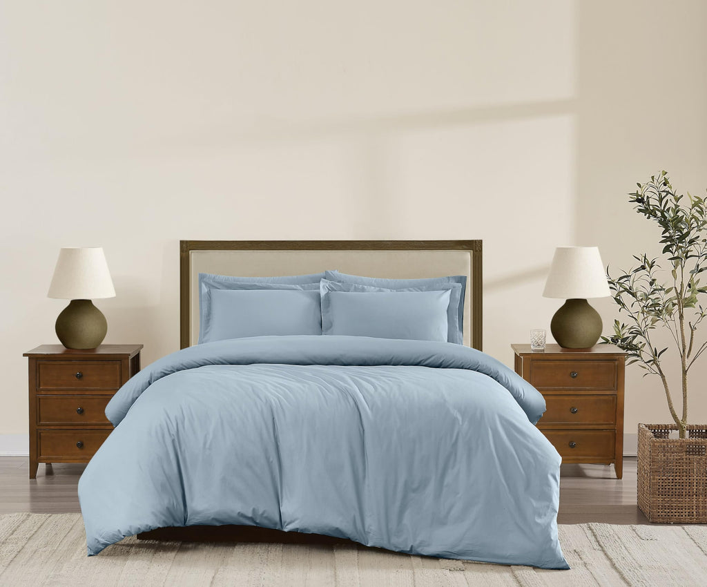 Solid Cotton Percale Sky Blue Twin/Twin XL 2 Piece Duvet Set