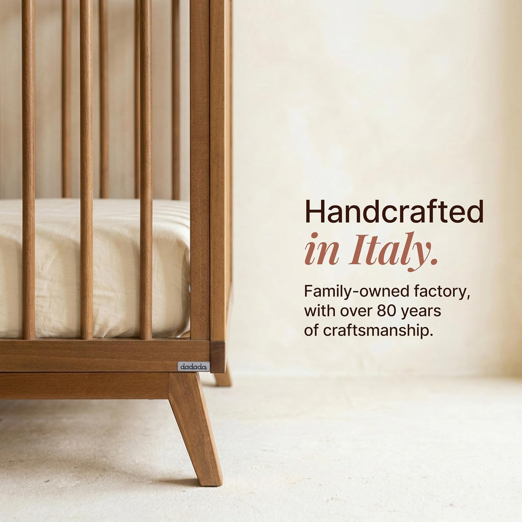 Baby Soho 3-in-1 Convertible Wood Crib Bed, Made in Italy, Walnut | Crib to Toddler Bed, GREENGUARD Gold Certified