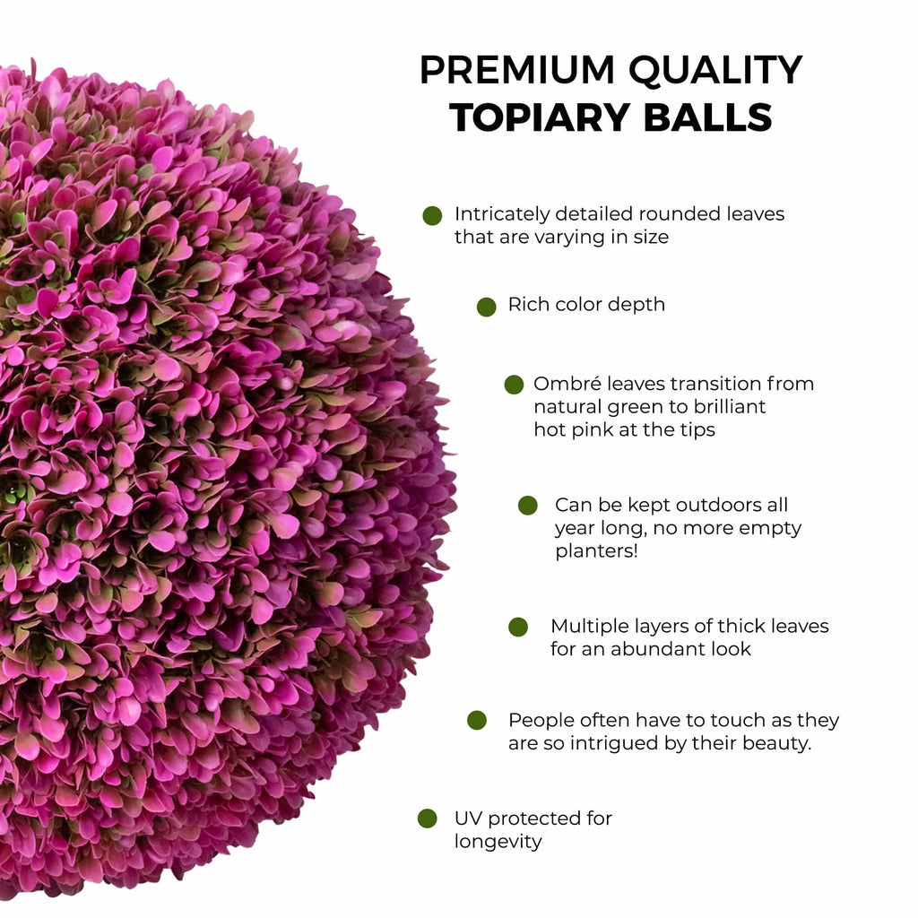 23" XL Hot Pink Artificial Topiary Balls, Set of 2