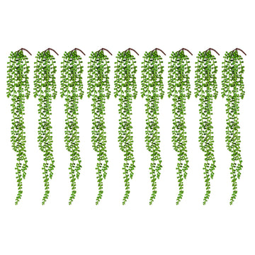 9PCS Artificial Hanging Succulents, 27.5" String of Pearls Plant