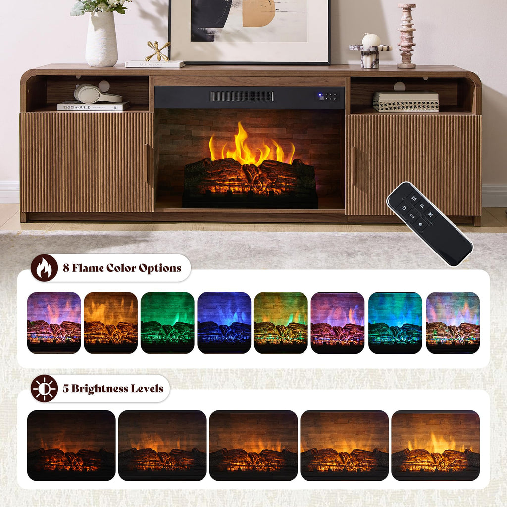 70" Fluted with 30" Electric Fireplace
