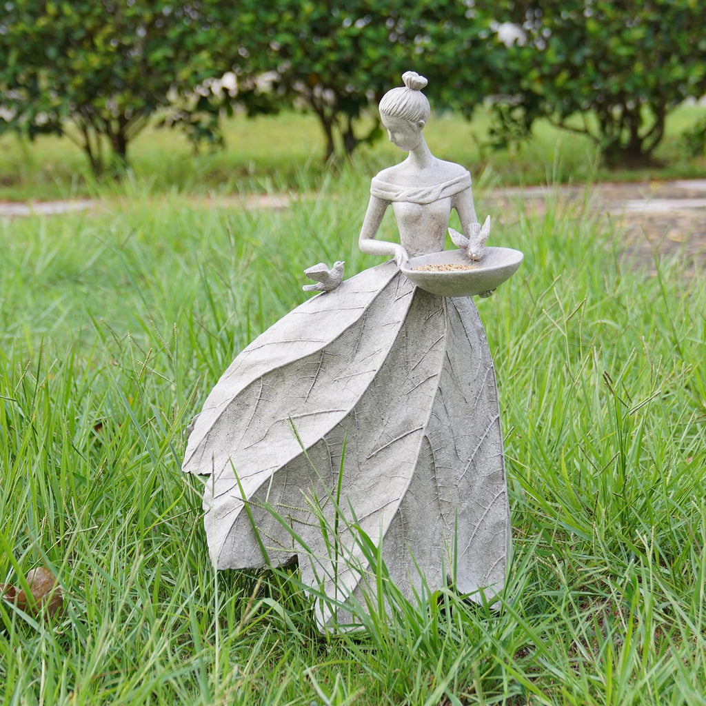 Fairy Garden Statue Bird Feeder - 23-inch Large Sculpture for Outdoors Statues Bird-Bath Yard Decorations Fairy