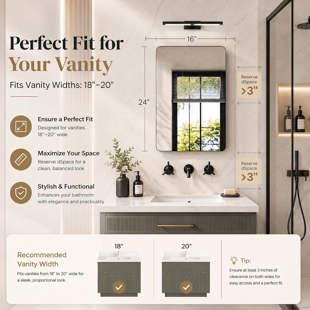 16x24 Black Medicine Cabinet with Mirror, Recessed & Surface Mount | Bathroom mirror with storage: 6 adjustable