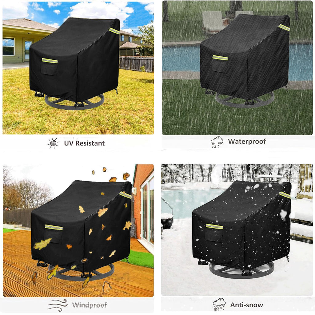 Outdoor Swivel Lounge Chair Cover 4 Pack, (32W x 35D x 36H inches ) 100% Waterproof Heavy Duty Outdoor Chair Covers