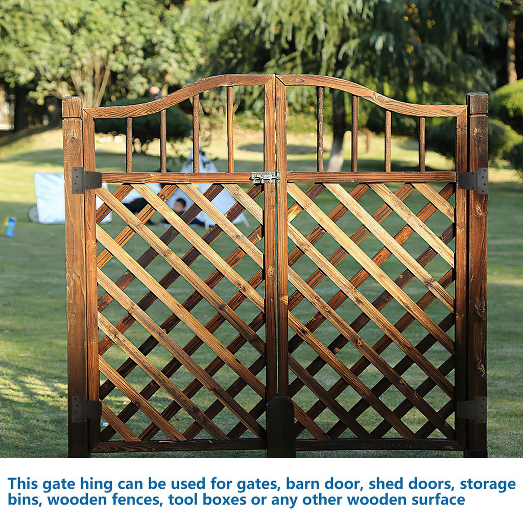 Heavy Duty Gate Hinges for Wooden Fences - 6 Pcs Black Iron Metal Barn Door Hinges for Wood Shed, Swing Door - With
