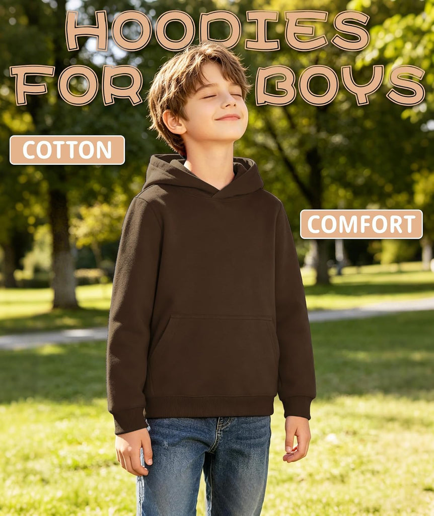 Boys Hoodies Cotton Pullover Hooded Sweatshirts Soft Long Sleeve with Pocket Kids Tops Clothes