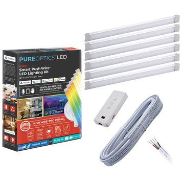 Professional Push Wire Matter Certified Smart Under Cabinet Lighting Kit, Adjustable White and RGB LEDs, Works
