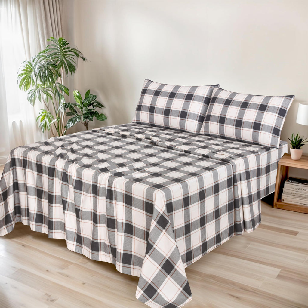 100% Organic Cotton Flannel Sheets King Size Bed Set, Go Coral