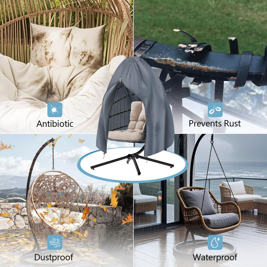 Upgraded: 90"x78" Patio Egg Chair Covers Waterproof & UV Resistant, Heavy-Duty Zippered Cover for Outdoor Egg Swing