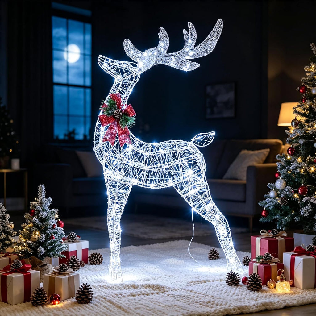 4.4 FT Christmas Lighted Reindeer, Outdoor Christmas Decorations