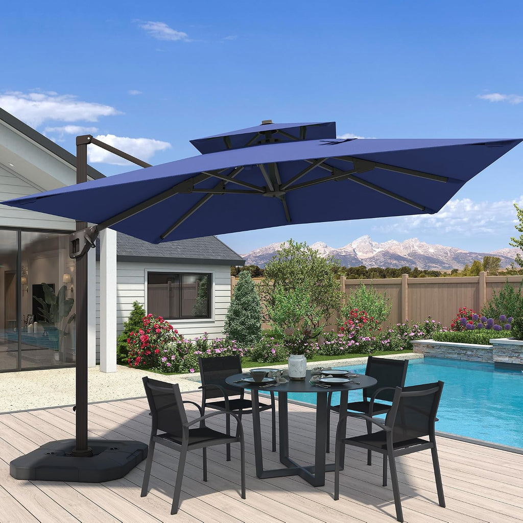 10x10 FT Cantilever Patio Umbrella with Base