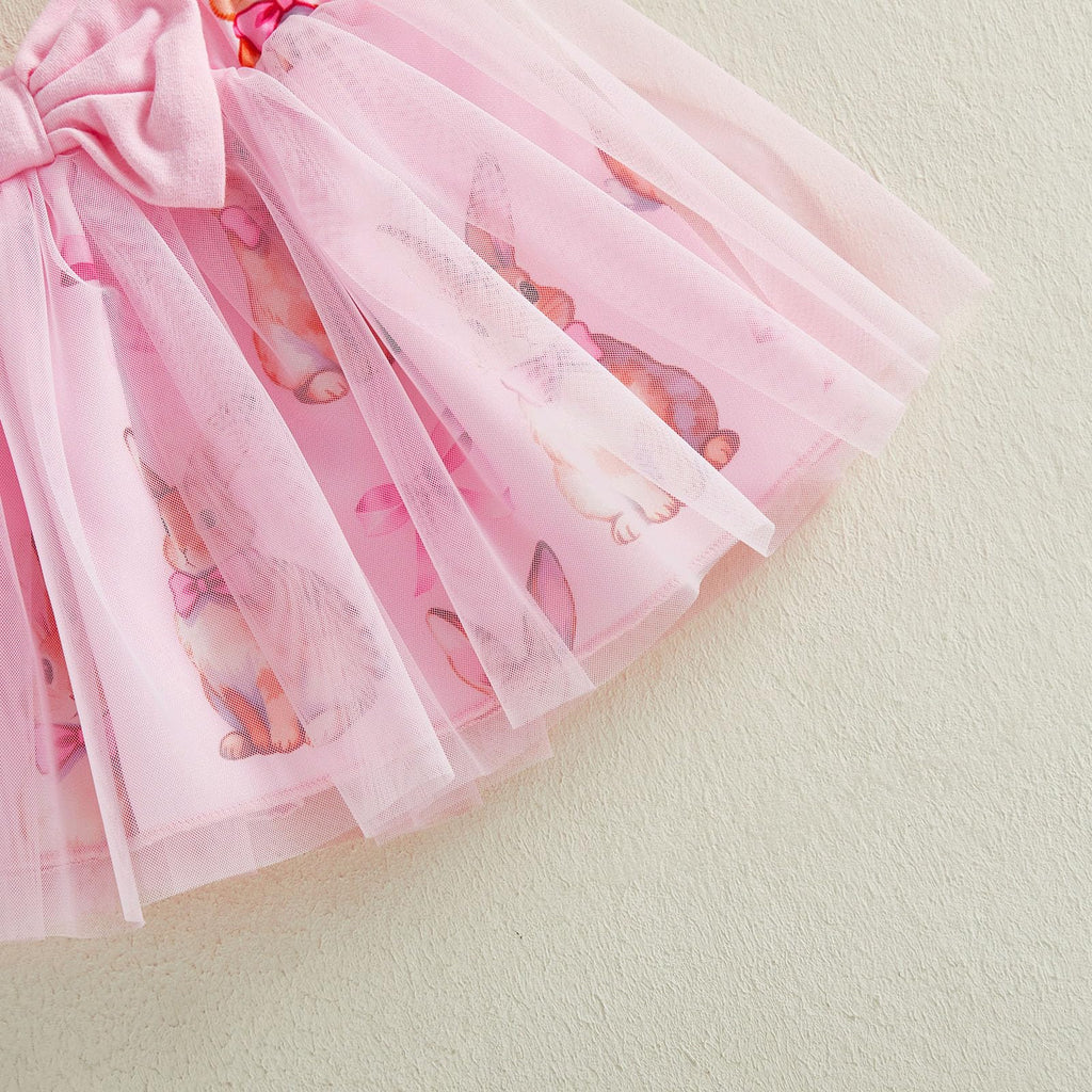 My First Easter Baby Girl Outfit Newborn 1st Letter Romper Bunny Tulle Tutu Skirt Girl Baby Dress (Pink