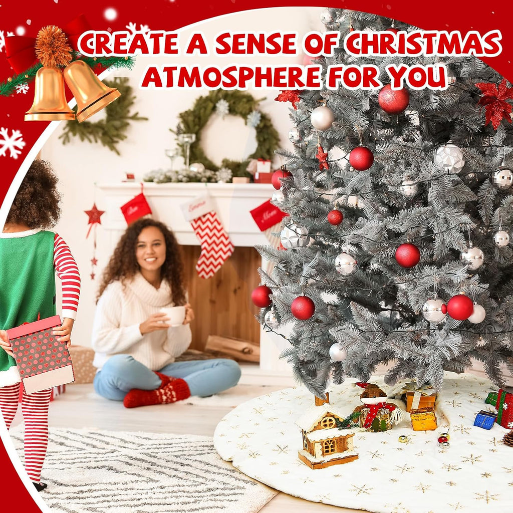 Christmas Tree Skirt, 72 Inches Large White Xmas Tree Skirt Cover