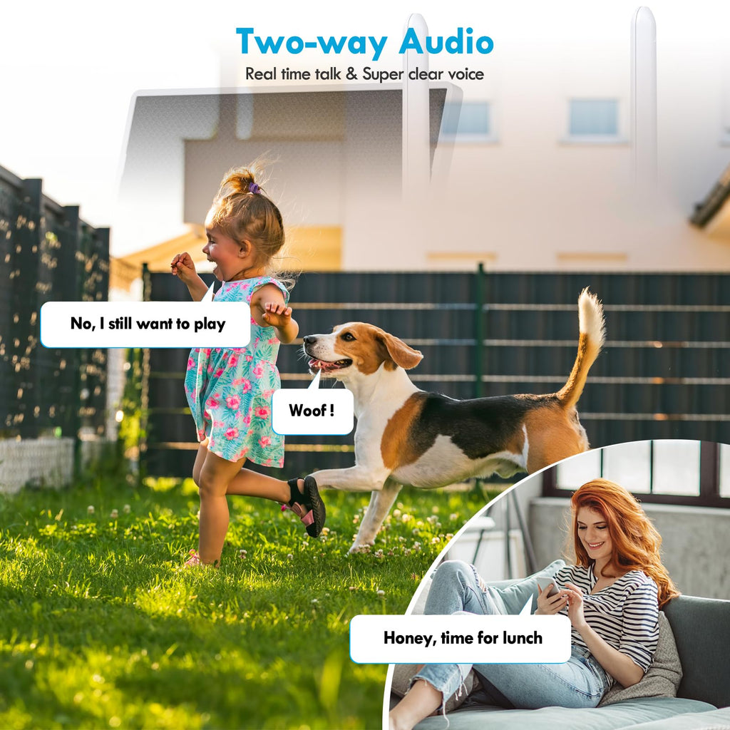 2-Pack Solar Security Camera Wireless Outdoor, 2K, Color Night Vision, Two-Way Talk, Dual Spotlights, Cloud/SD