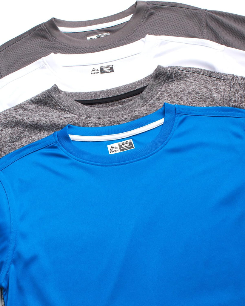 Boys 4 Pack Short Sleeve Performance Athletic Shirts Plain Tees