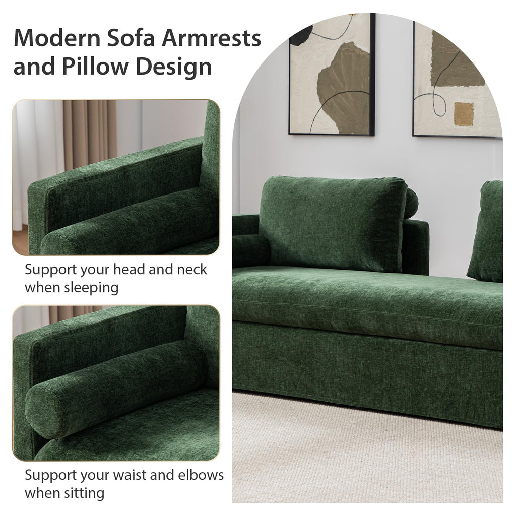 82.68" Oversized Chaise Lounge Indoor Modern Upholstered 2-Seater Daybed Sofa Bench with Pillows & Armrests Lounge