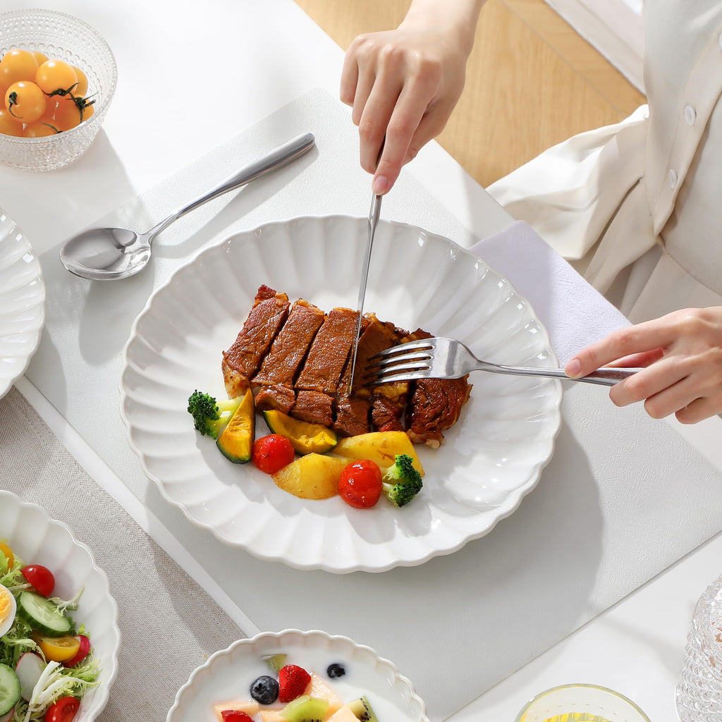 24 Pieces Dinnerware Sets, Ceramic Plates and Bowls Sets for 6