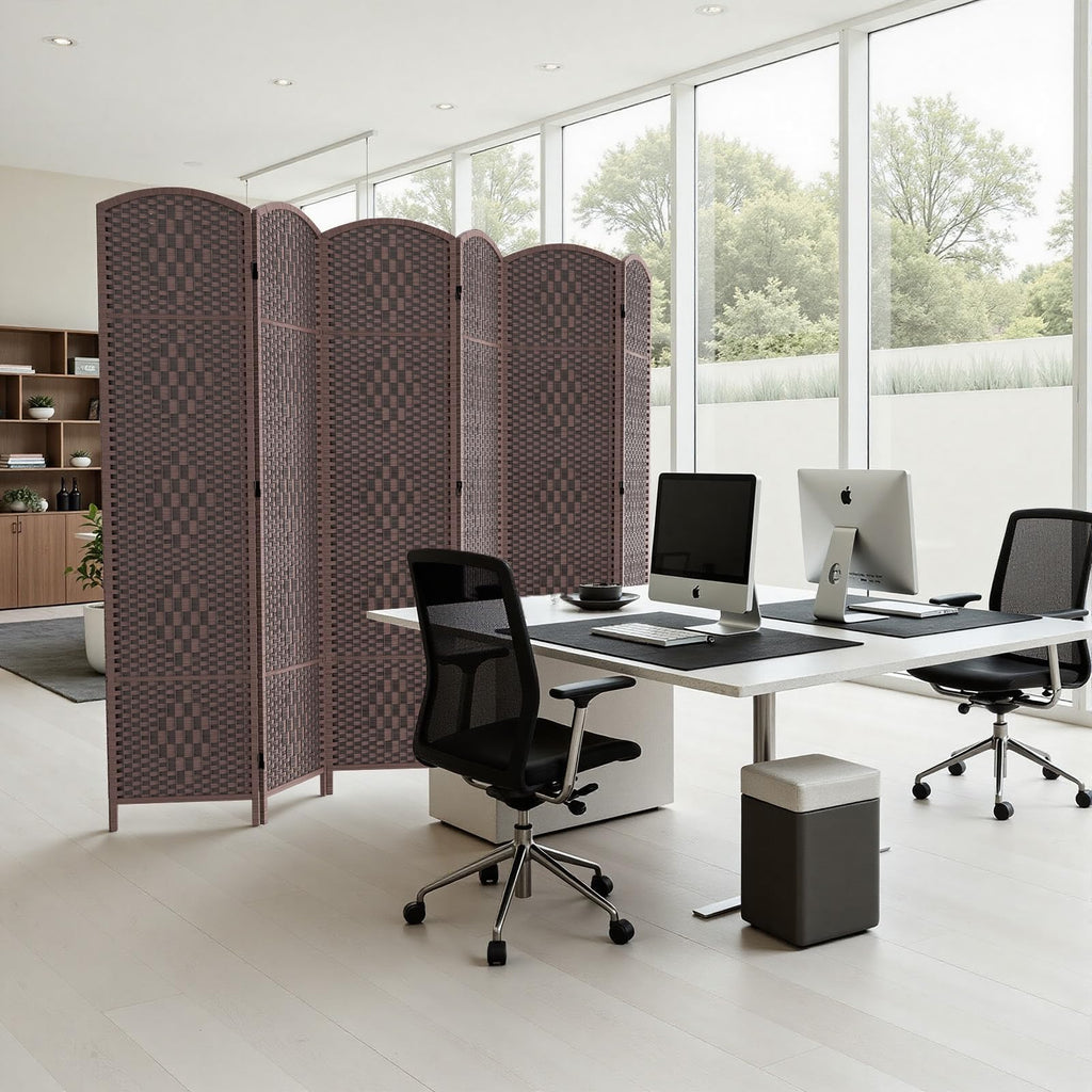 Room Divider Panel, 6 Panel Partition Room Dividers Screen, Brown